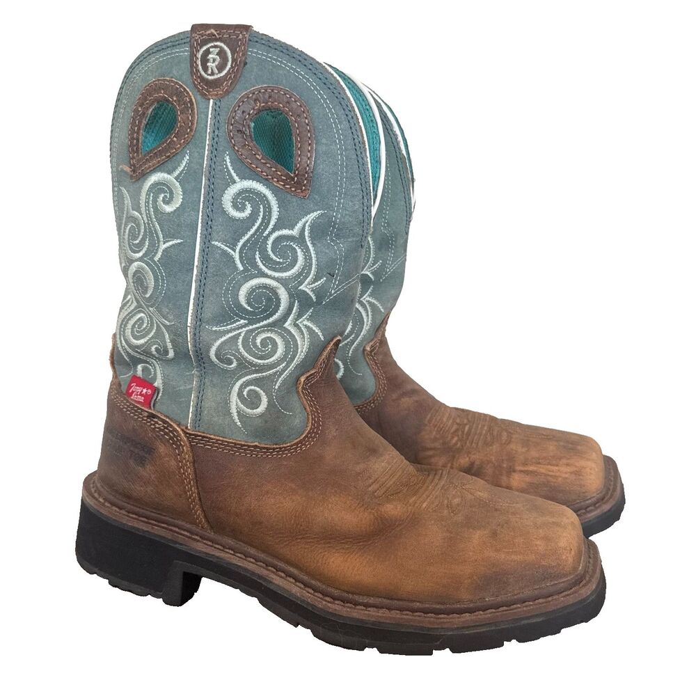 Tony Lama Steel Toe Cowboy Work Boots Womens 7B Waterproof Western Ranch